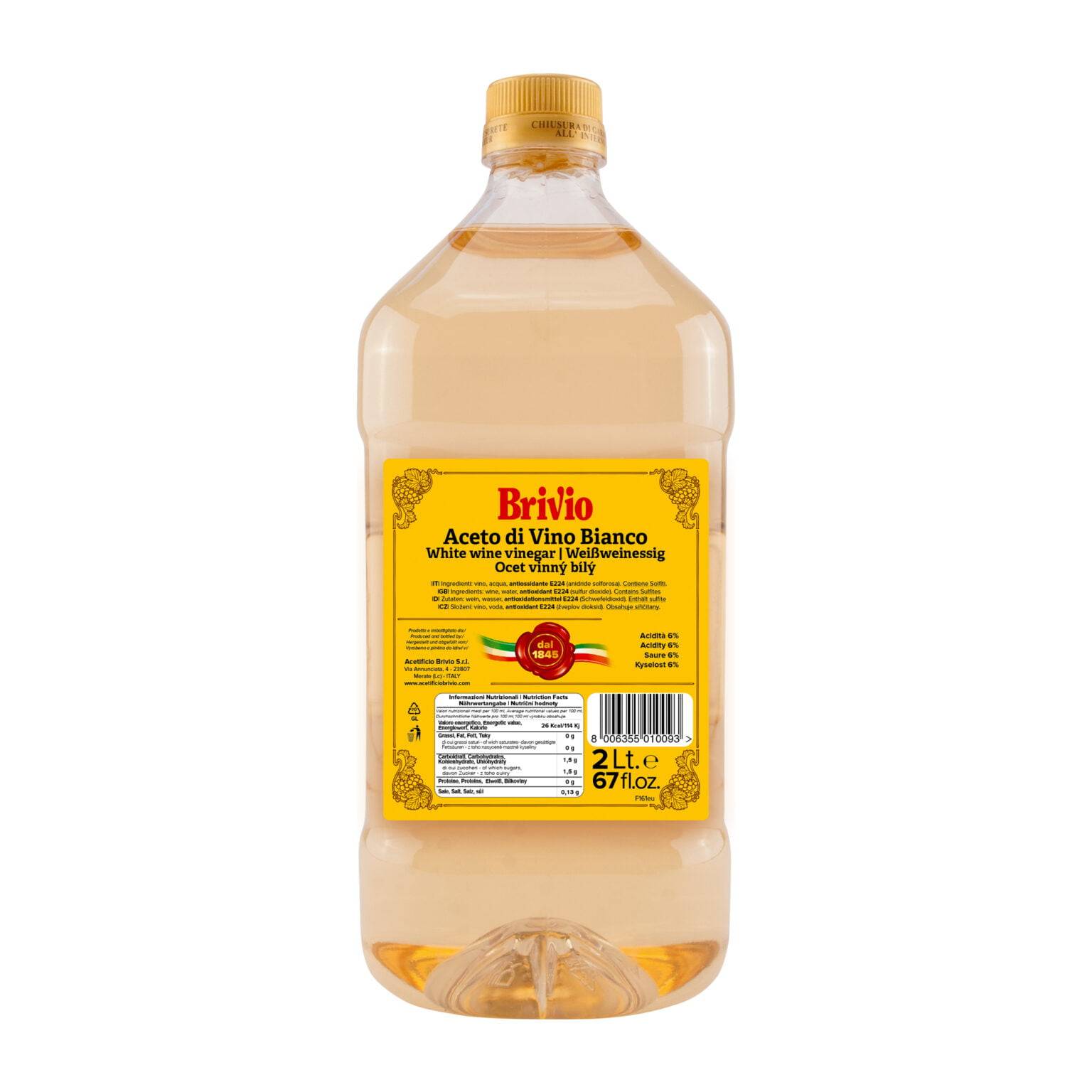 White wine vinegar 2 Lt PET ⋆ Acetificio Brivio